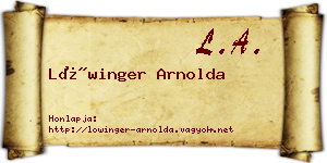 Lőwinger Arnolda névjegykártya